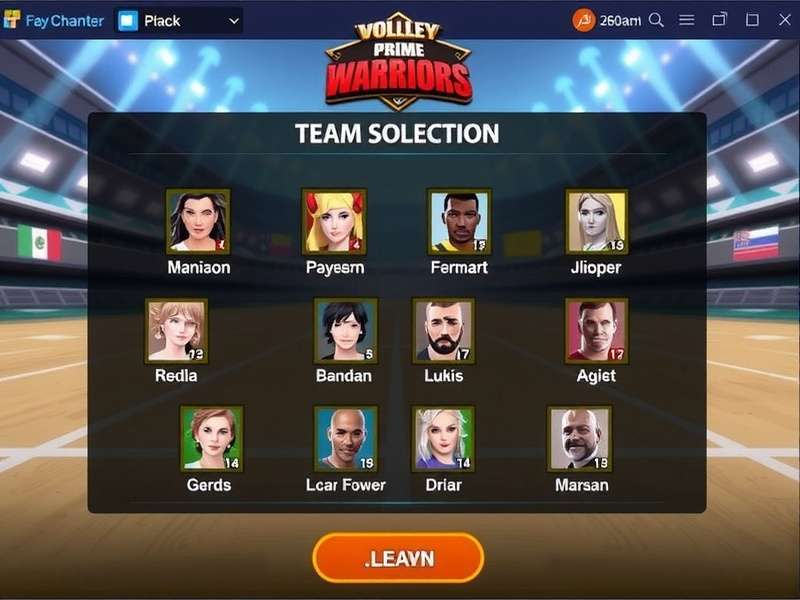 Volley Prime Warriors Team Selection Interface Volley Prime Warriors Game Overview - Team Selection Screen